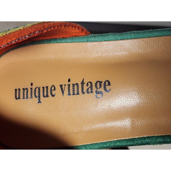 Unique Vintage Rainbow Suede Peep Toe Platforms Size EU39 US8 - Picture 7 of 8